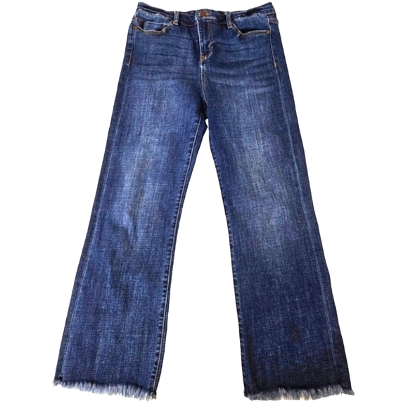 Nwot Liverpool Los Angeles Midrise The Crop Flare Dark wash Raw hem Jeans - Picture 3 of 17